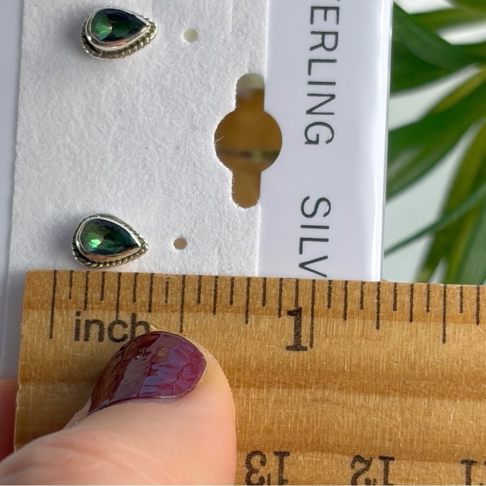 Mystic Topaz Earrings Pure Sterling Silver 925 Green Purple Gemstone Stud Post - Picture 11 of 12